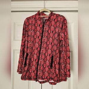 Zipper jacket red and black snake print